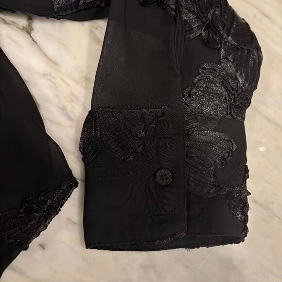 Anewsta Black Sheer Floral Embroidered Blouse (Size S / US 4) - Picture 3 of 4